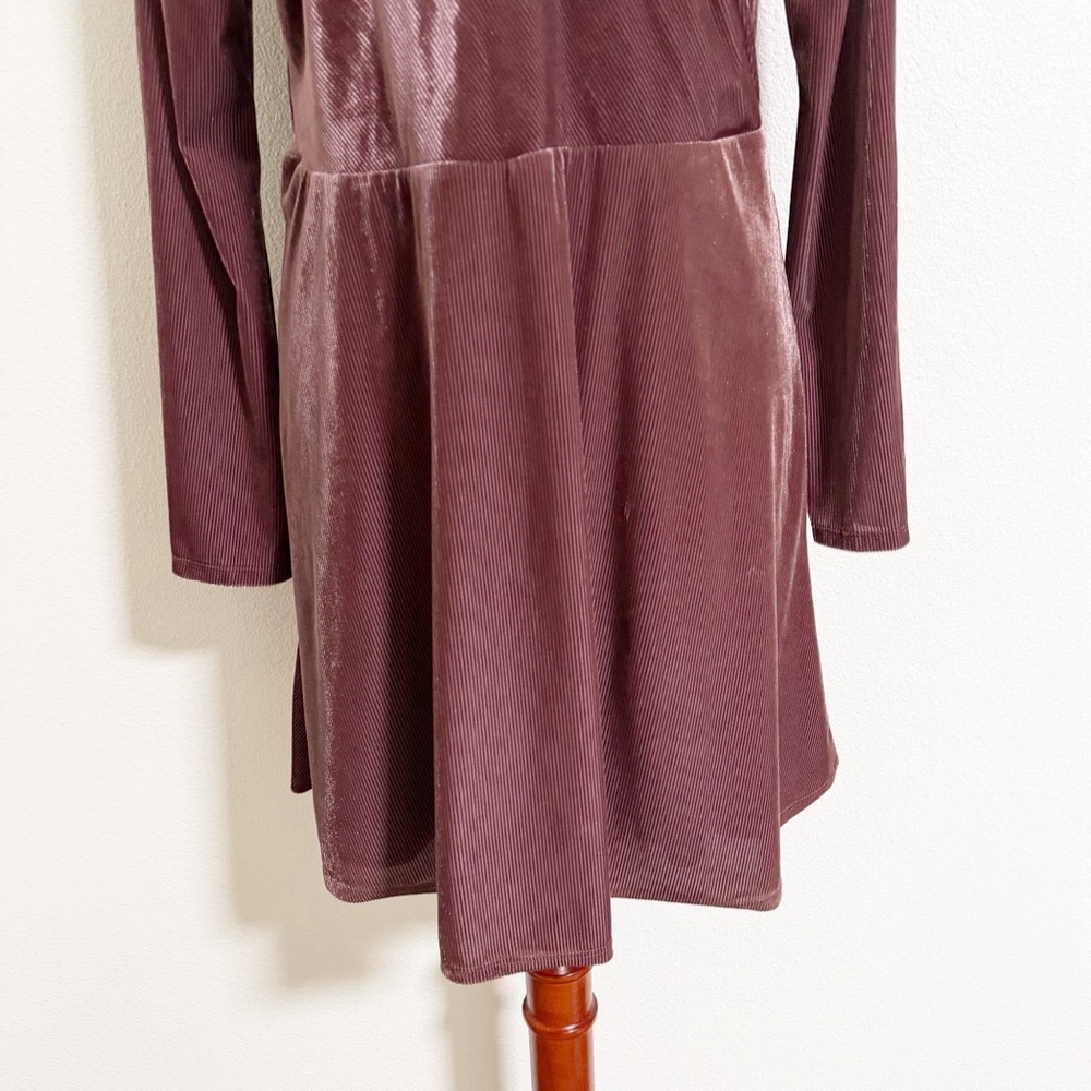 Express Ribbed Velvet Fit and Flare Dress - Picture 5 of 10